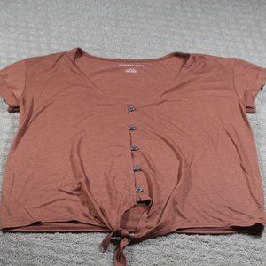 American Eagle Size M Terracotta Colored Button Knit Blouse